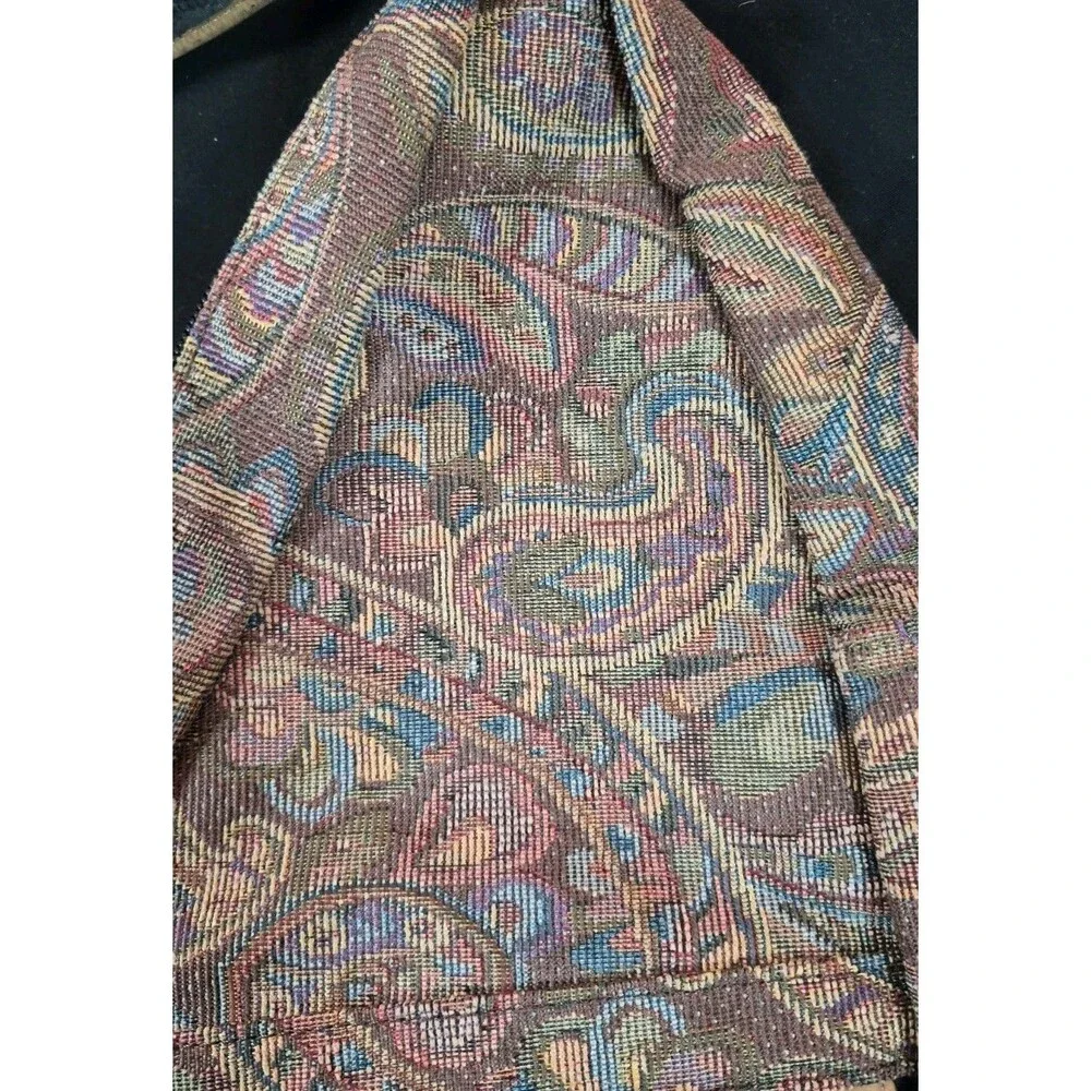 Vintage 90s LL Bean Tapestry Ameribag Sling Pack Paisley Leather Trimmed